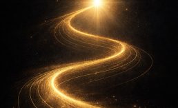 Abstract spiral representing Dante’s journey from Inferno to Paradiso as a musical progression from dissonance to harmony